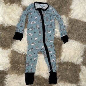 Charming Blue and Black Kids Footie Pajamas